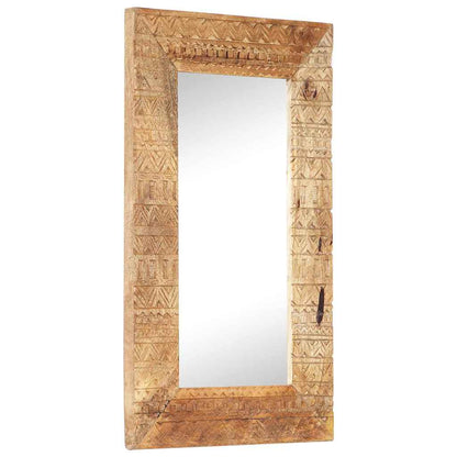 vidaXL Hand-Carved Mirror 80x50x2,5 cm Solid Mango Wood