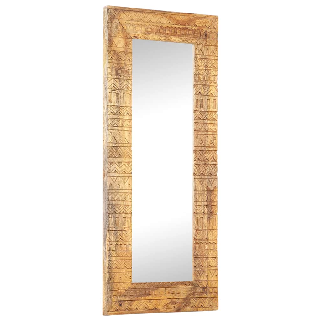 vidaXL Hand-Carved Mirror 110x50x2,5 cm Solid Mango Wood