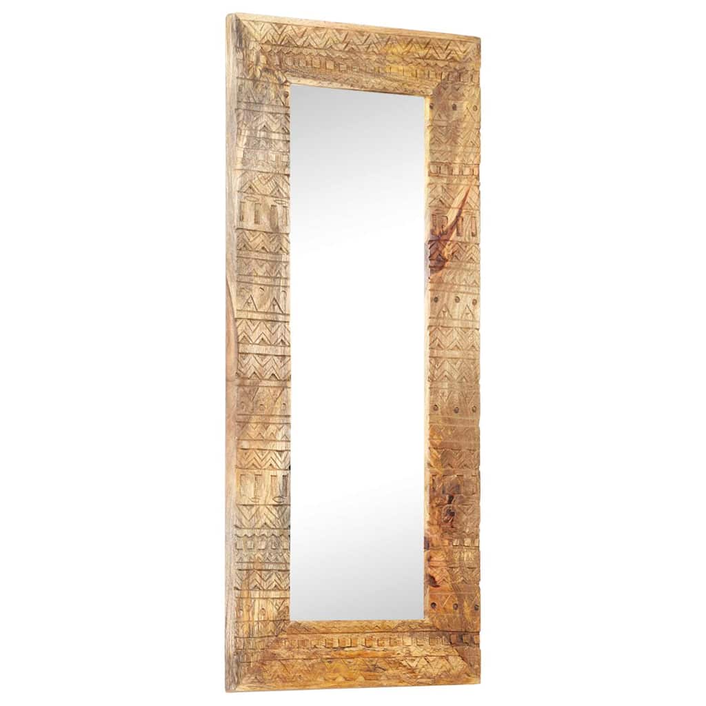 vidaXL Hand-Carved Mirror 110x50x2,5 cm Solid Mango Wood