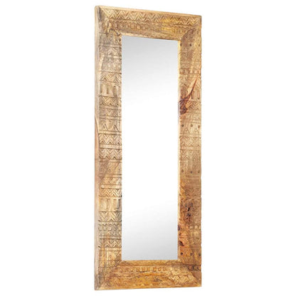 vidaXL Hand-Carved Mirror 110x50x2,5 cm Solid Mango Wood
