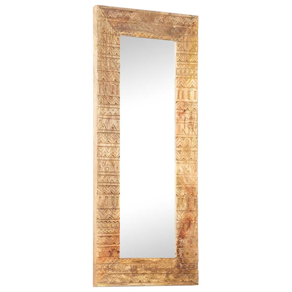 vidaXL Hand-Carved Mirror 110x50x2,5 cm Solid Mango Wood