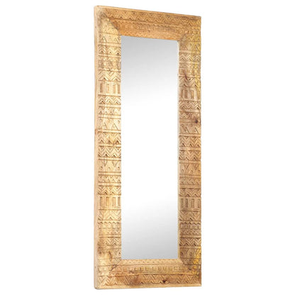 vidaXL Hand-Carved Mirror 110x50x2,5 cm Solid Mango Wood
