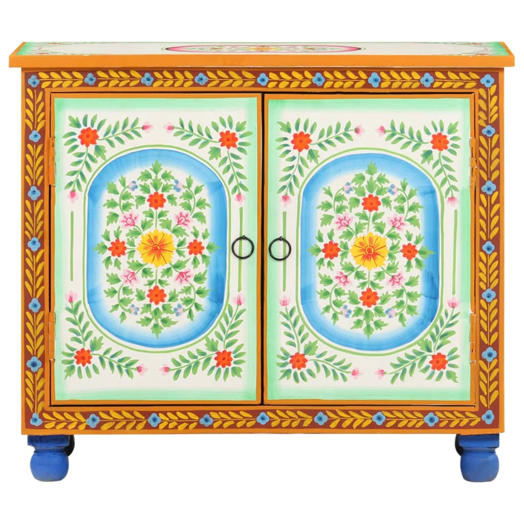 vidaXL Hand Painted Sideboard 70x35x60 cm Solid Mango Wood