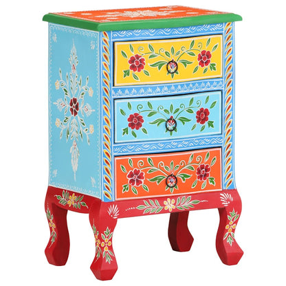 321667 vidaXL Hand Painted Bedside Cabinet 40x30x60 cm Solid Mango Wood