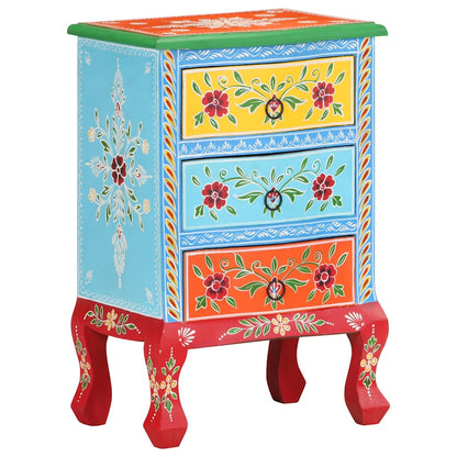 321667 vidaXL Hand Painted Bedside Cabinet 40x30x60 cm Solid Mango Wood