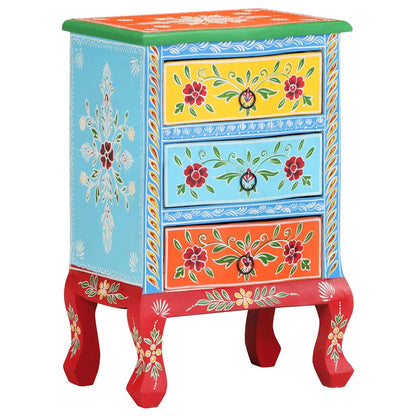 321667 vidaXL Hand Painted Bedside Cabinet 40x30x60 cm Solid Mango Wood