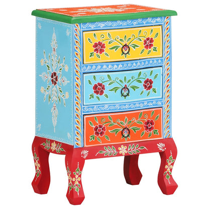 321667 vidaXL Hand Painted Bedside Cabinet 40x30x60 cm Solid Mango Wood