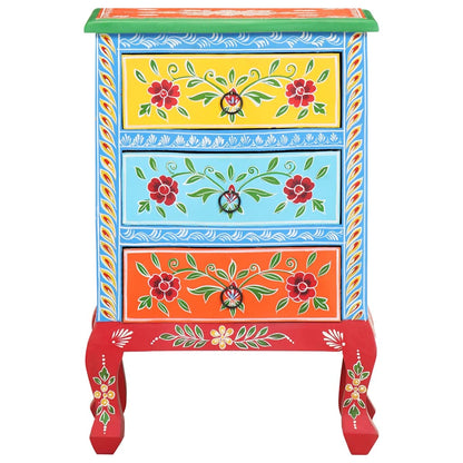 321667 vidaXL Hand Painted Bedside Cabinet 40x30x60 cm Solid Mango Wood