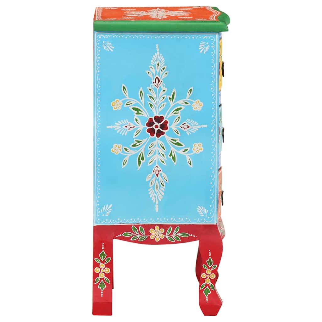 321667 vidaXL Hand Painted Bedside Cabinet 40x30x60 cm Solid Mango Wood