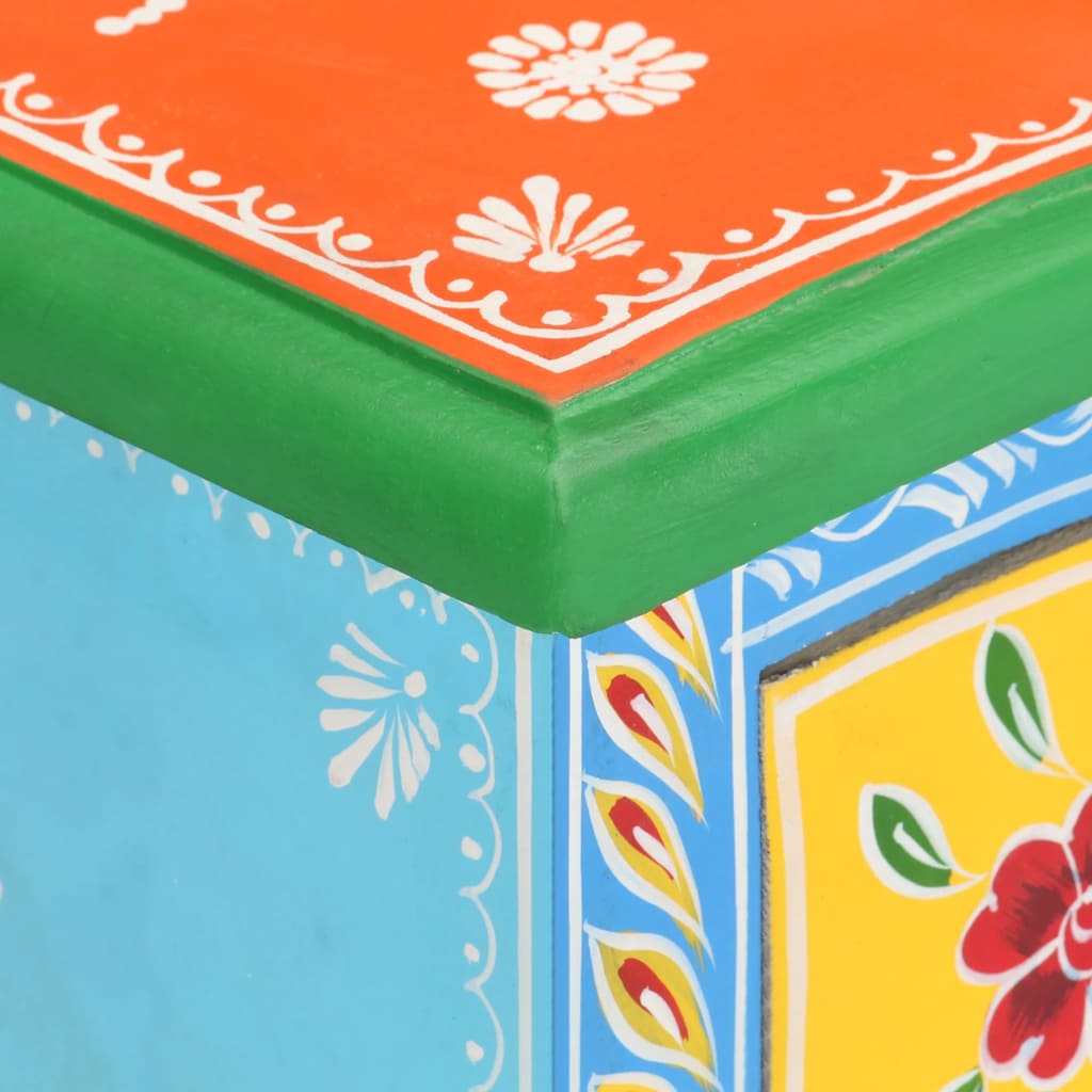 vidaXL Hand Painted Bedside Cabinet 40x30x60 cm Solid Mango Wood