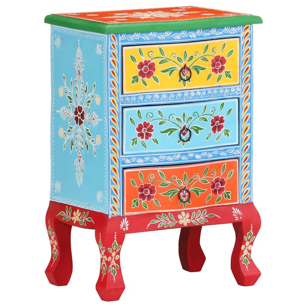 321667 vidaXL Hand Painted Bedside Cabinet 40x30x60 cm Solid Mango Wood