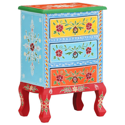 321667 vidaXL Hand Painted Bedside Cabinet 40x30x60 cm Solid Mango Wood