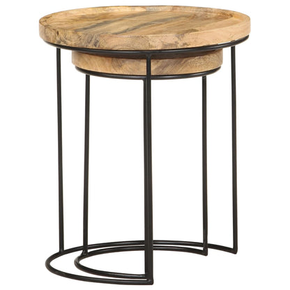 vidaXL 2 Piece Coffee Table Set Solid Mango Wood and Steel