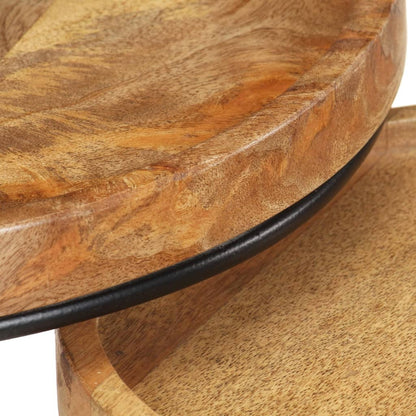 vidaXL 2 Piece Coffee Table Set Solid Mango Wood and Steel