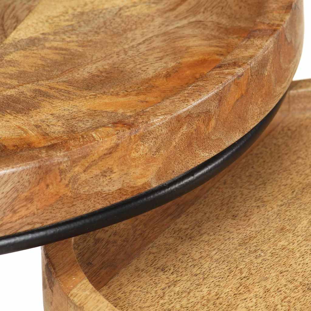 vidaXL 2 Piece Coffee Table Set Solid Mango Wood and Steel