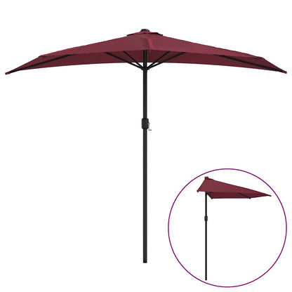 312498 vidaXL Balcony Parasol with Aluminium Pole Bordeaux Red 270x144x222 cm Half
