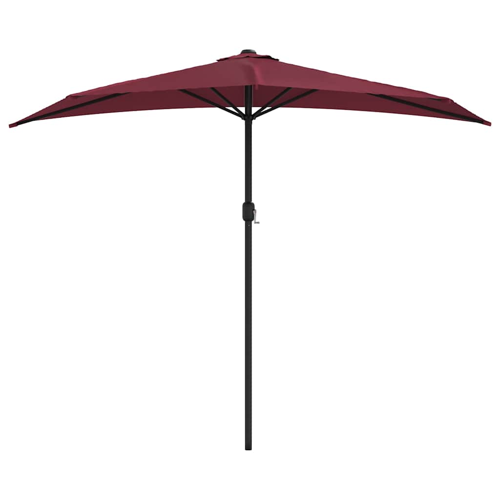 312498 vidaXL Balcony Parasol with Aluminium Pole Bordeaux Red 270x144x222 cm Half
