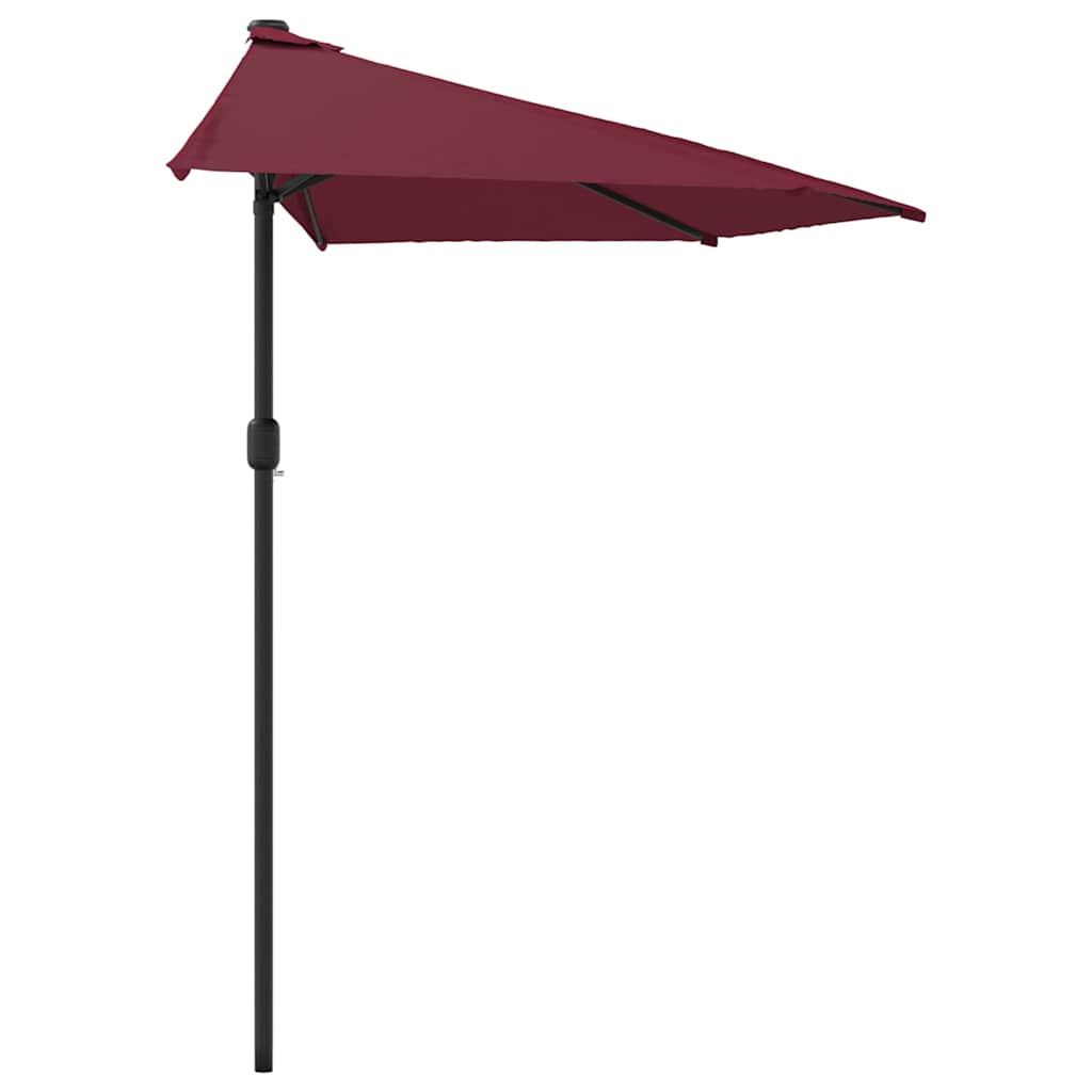 312498 vidaXL Balcony Parasol with Aluminium Pole Bordeaux Red 270x144x222 cm Half