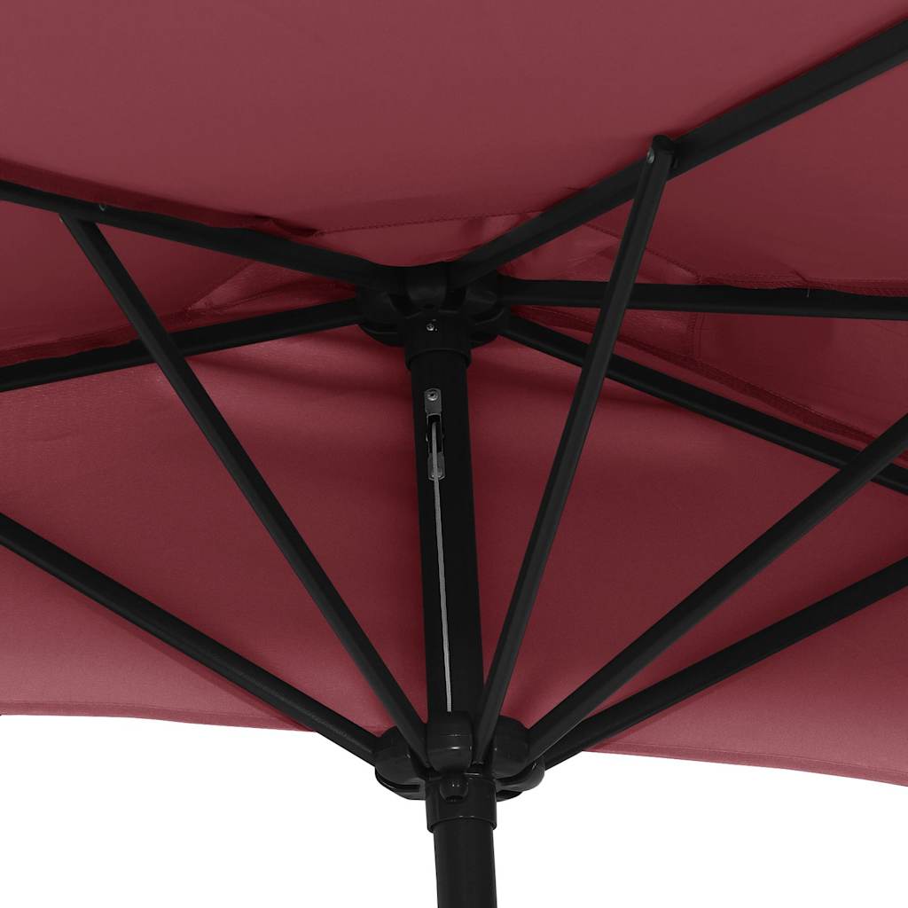 312498 vidaXL Balcony Parasol with Aluminium Pole Bordeaux Red 270x144x222 cm Half