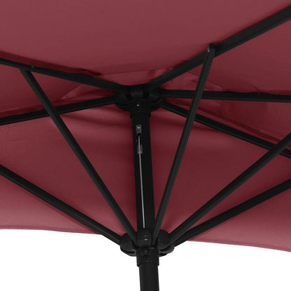 312498 vidaXL Balcony Parasol with Aluminium Pole Bordeaux Red 270x144x222 cm Half