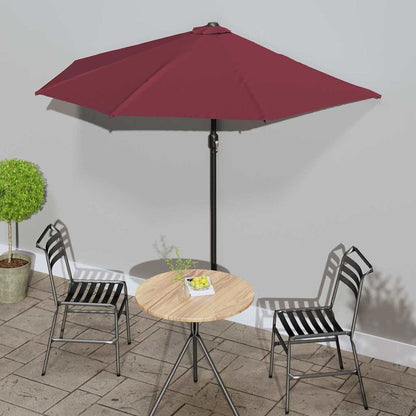 312498 vidaXL Balcony Parasol with Aluminium Pole Bordeaux Red 270x144x222 cm Half