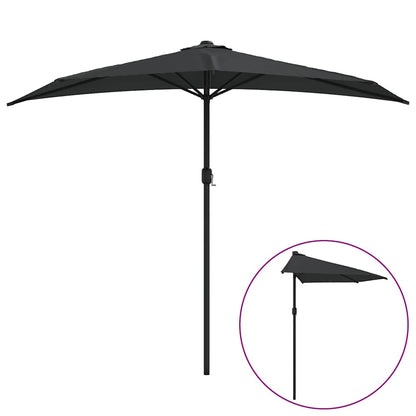 312500 vidaXL Balcony Parasol with Aluminium Pole Black 270x144x222 cm Half