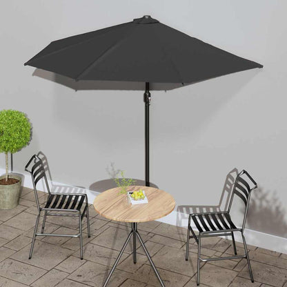 312500 vidaXL Balcony Parasol with Aluminium Pole Black 270x144x222 cm Half