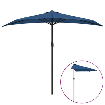 vidaXL Balcony Parasol with Aluminium Pole Blue 270x144x222 cm Half