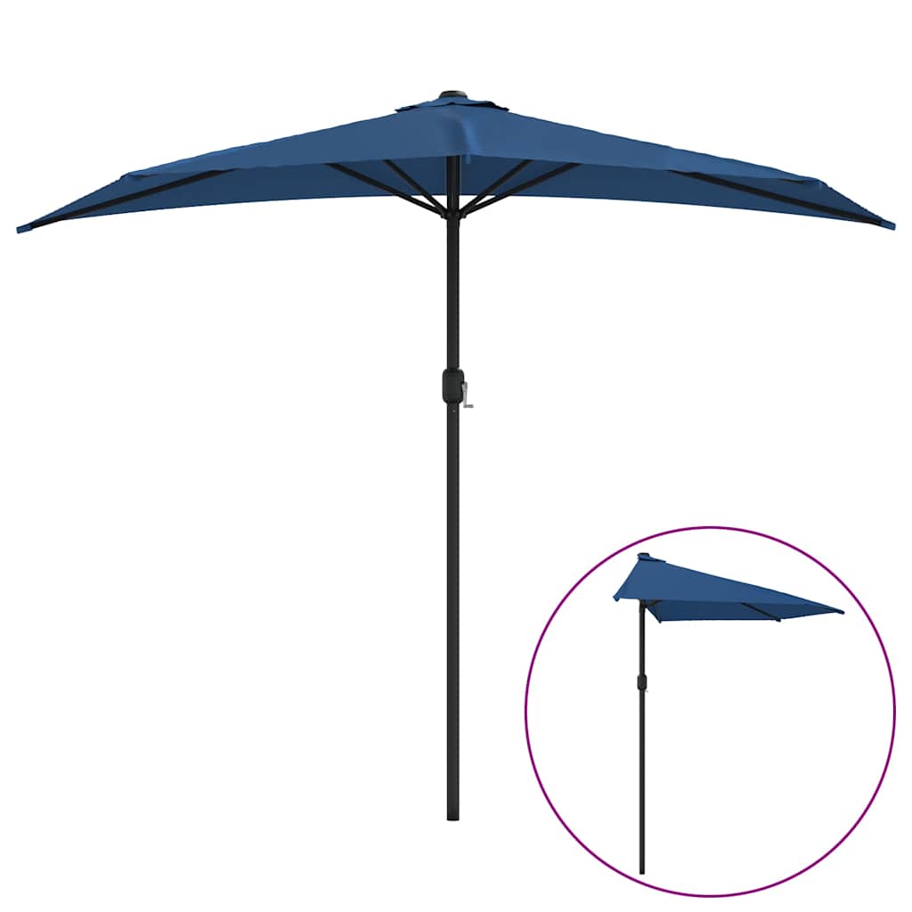 312501 vidaXL Balcony Parasol with Aluminium Pole Blue 270x144x222 cm Half