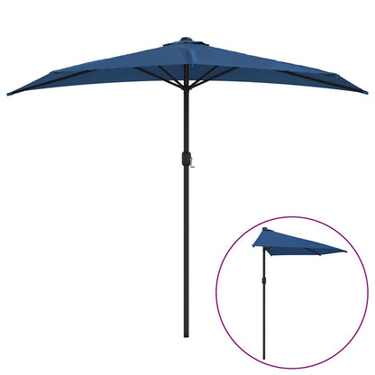 312501 vidaXL Balcony Parasol with Aluminium Pole Blue 270x144x222 cm Half
