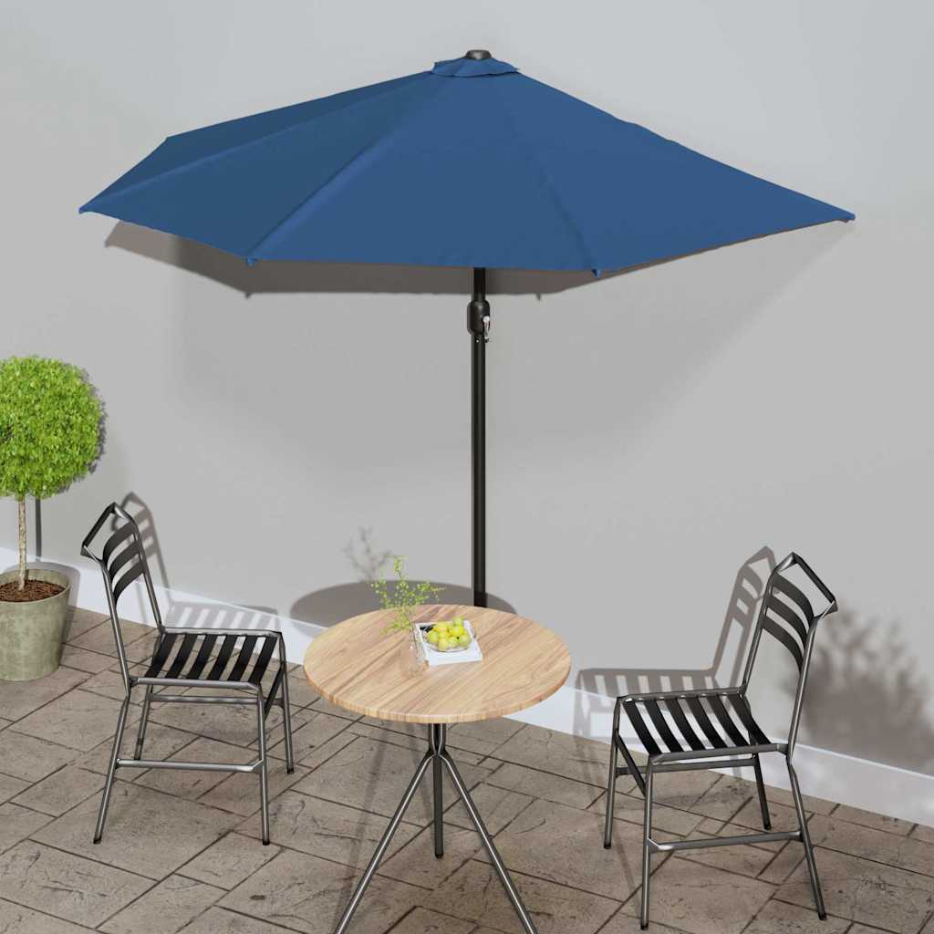312501 vidaXL Balcony Parasol with Aluminium Pole Blue 270x144x222 cm Half