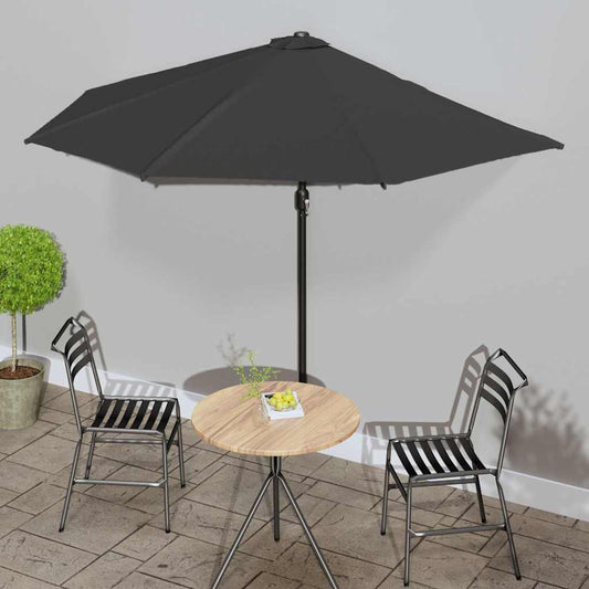 312504 vidaXL Balcony Parasol with Aluminium Pole Black 300x155x223 cm Half