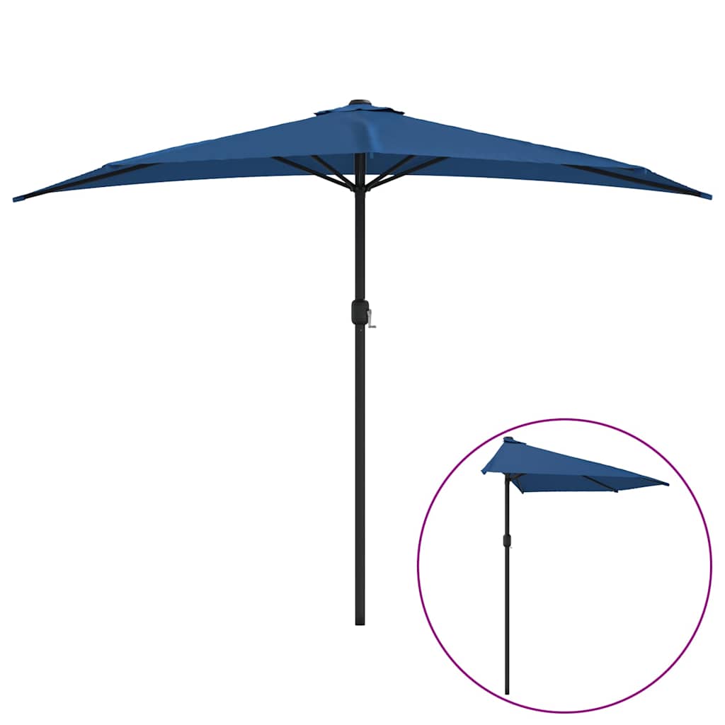 312505 vidaXL Balcony Parasol with Aluminium Pole Blue 300x155x223 cm Half