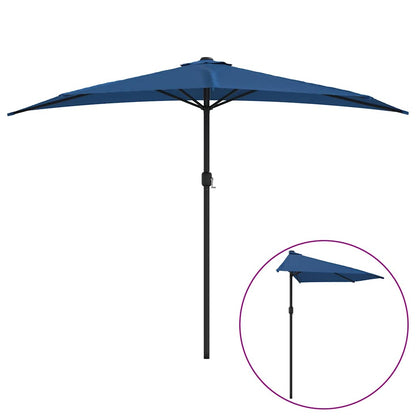 312505 vidaXL Balcony Parasol with Aluminium Pole Blue 300x155x223 cm Half