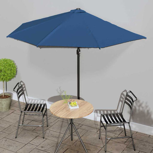 312505 vidaXL Balcony Parasol with Aluminium Pole Blue 300x155x223 cm Half