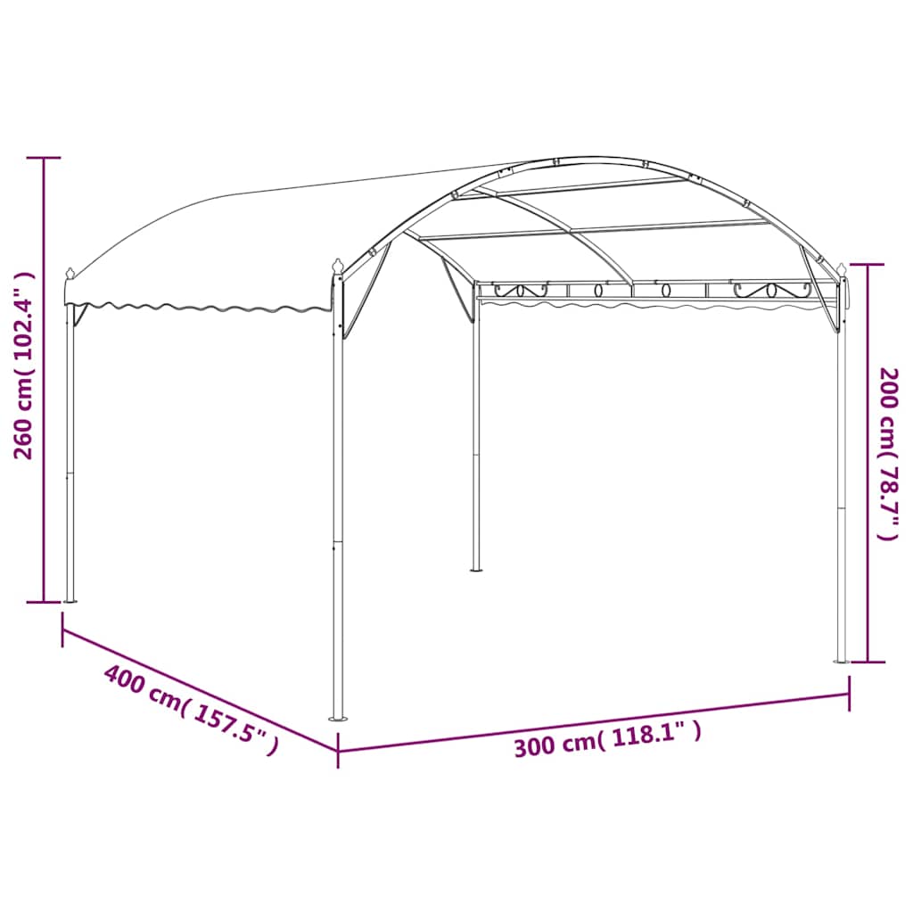 vidaXL Gazebo 4x3x2,6 m Taupe 180 g/m²
