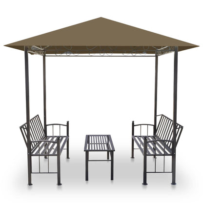 vidaXL Garden Pavilion with Table and Benches 2.5x1.5x2.4 m Taupe 180 g/m²