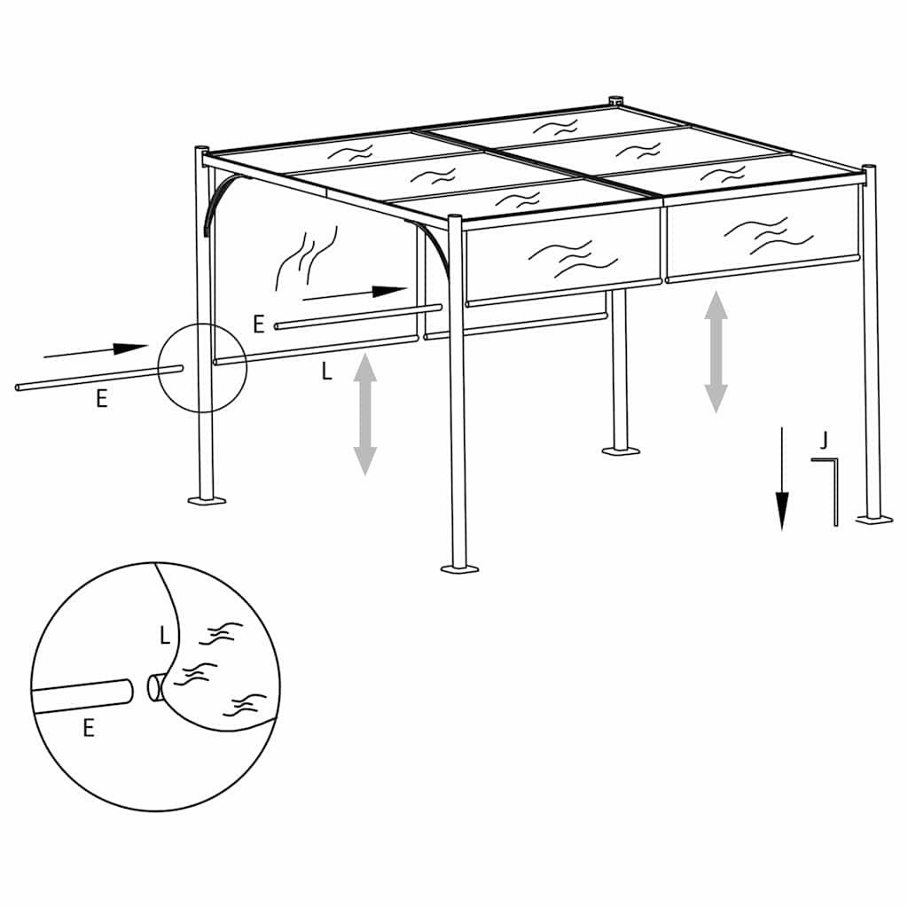 vidaXL Garden Pergola with Retractable Roof 3x3 m Taupe 180 g/m²