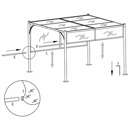 vidaXL Garden Pergola with Retractable Roof 3x3 m Taupe 180 g/m²