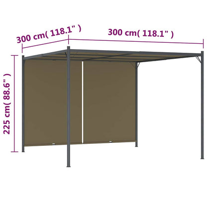 vidaXL Garden Pergola with Retractable Roof 3x3 m Taupe 180 g/m²