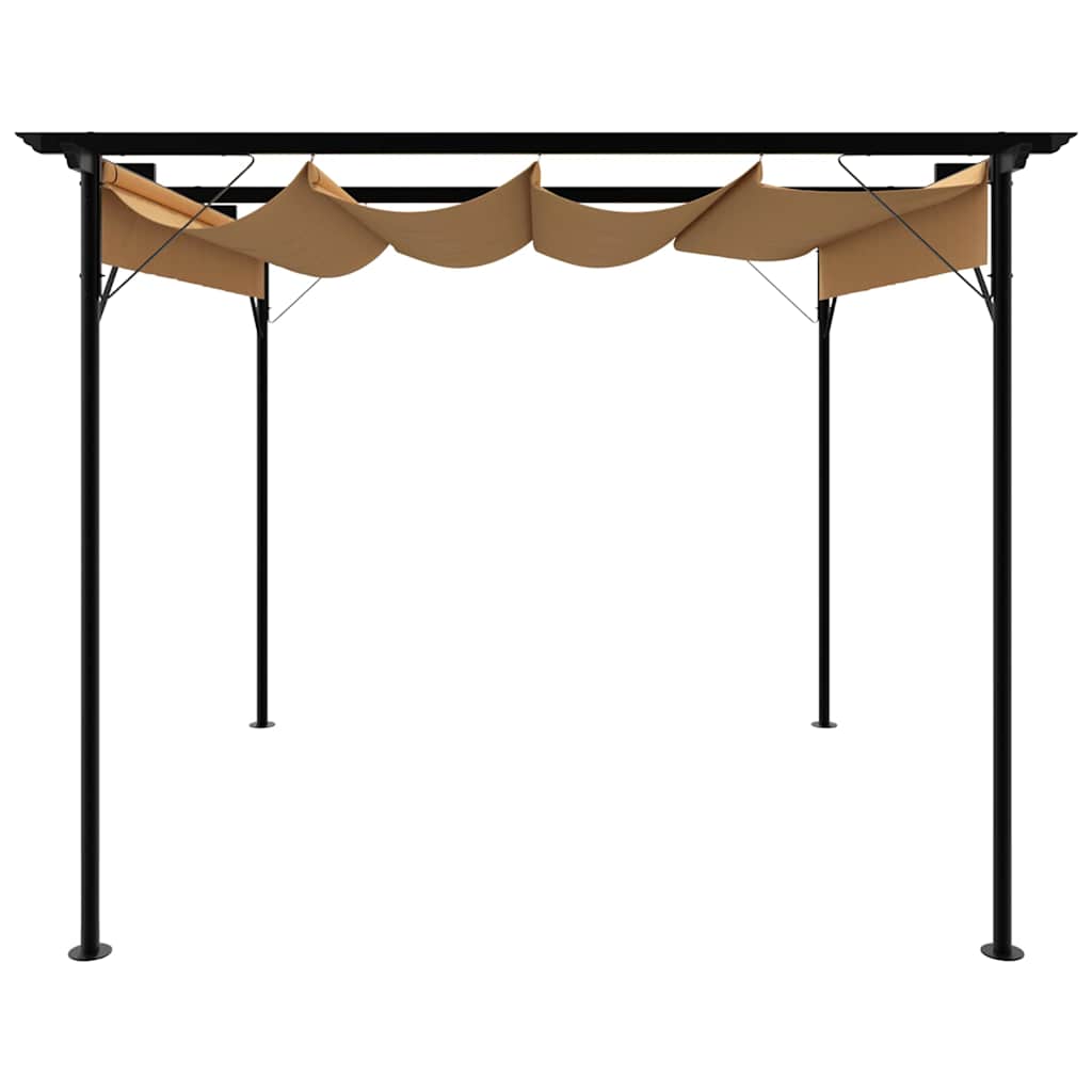 vidaXL Pergola with Retractable Roof Taupe 3x3 m Steel 180 g/m²