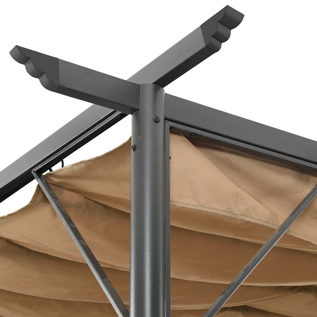 vidaXL Pergola with Retractable Roof Taupe 3x3 m Steel 180 g/m²