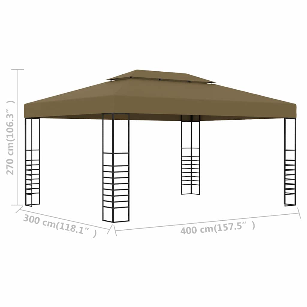 vidaXL Gazebo 3x4 m Taupe 180 g/m²