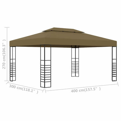 vidaXL Gazebo 3x4 m Taupe 180 g/m²