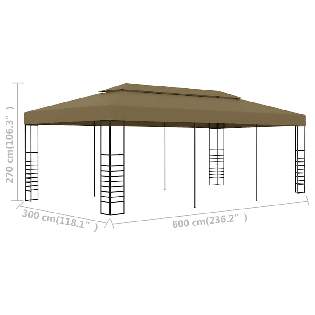 vidaXL Garden Gazebo 6x3x2,7 m Taupe 180 g/m²