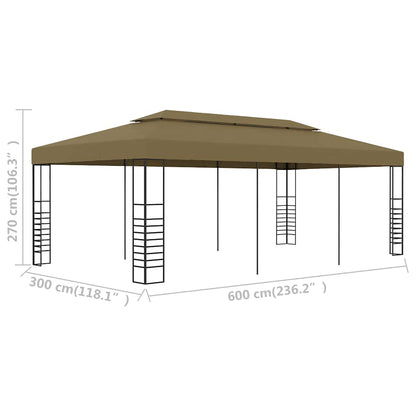 vidaXL Garden Gazebo 6x3x2,7 m Taupe 180 g/m²