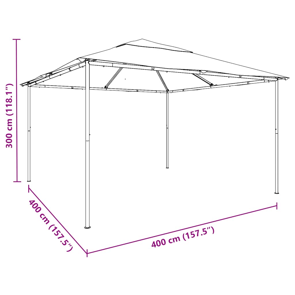vidaXL Gazebo 4x4x3 m White 180 g/m²