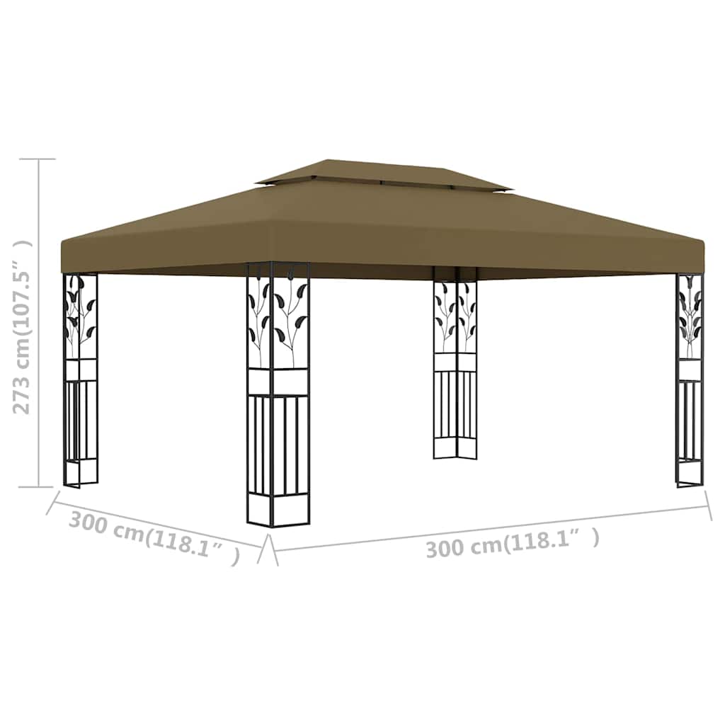 vidaXL Gazebo with Double Roof 3x4 m Taupe 180 g/m²