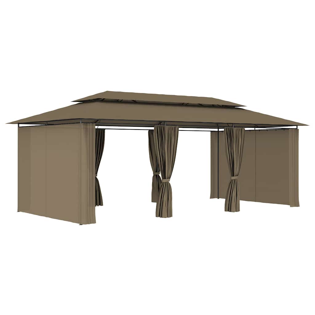 vidaXL Gazebo with Curtains 600x298x270 cm Taupe 180 g/m²
