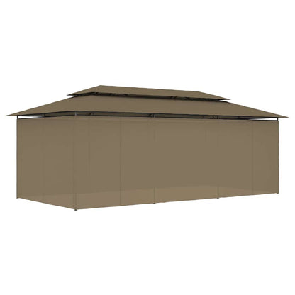 vidaXL Gazebo with Curtains 600x298x270 cm Taupe 180 g/m²